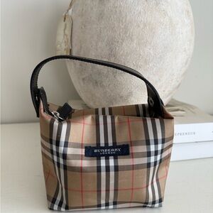Burberry Tan and Black Check Cosmetic Bag
